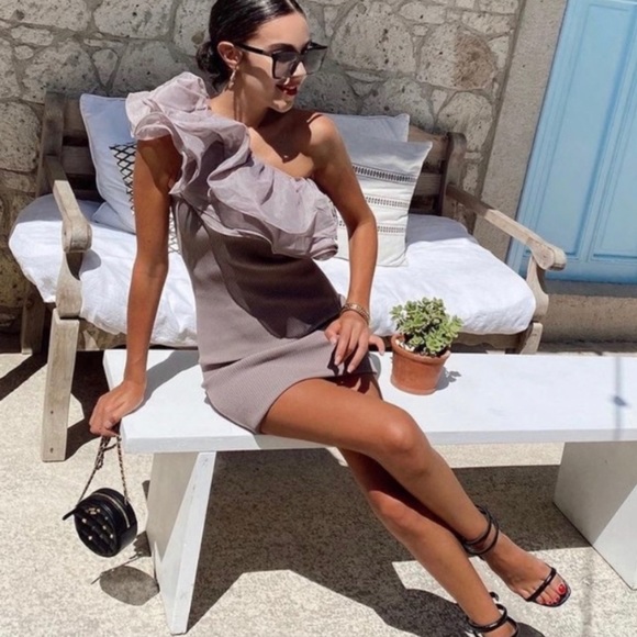 Zara One Shoulder Organza Ruffle Dress NWT - Picture 7 of 16